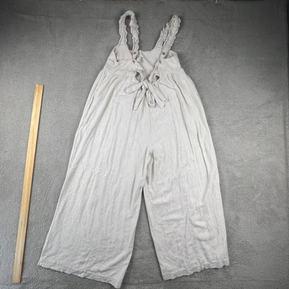 Light Cream Wide-Leg Jumpsuit with Ruffle Straps - Picture 15 of 16
